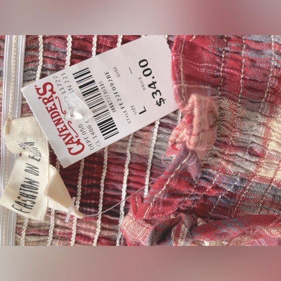 NWT Fashion on Earth vintage red and blue plaid blouse - Picture 3 of 4